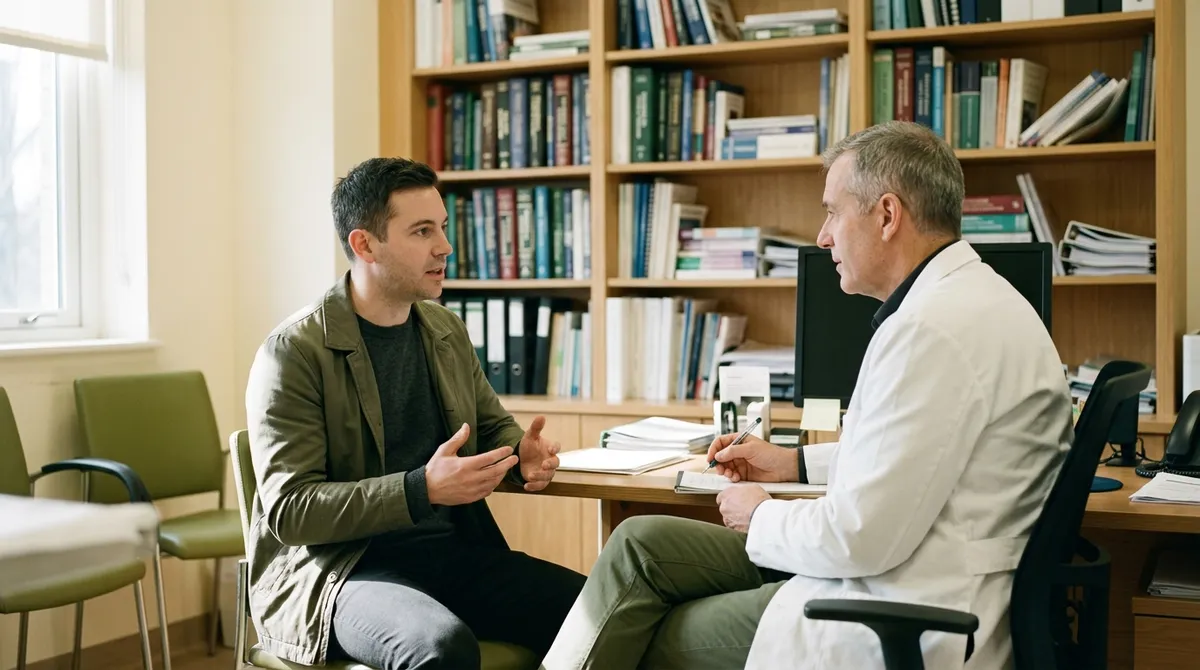 Gastro-entérologue en consultation avec un patient